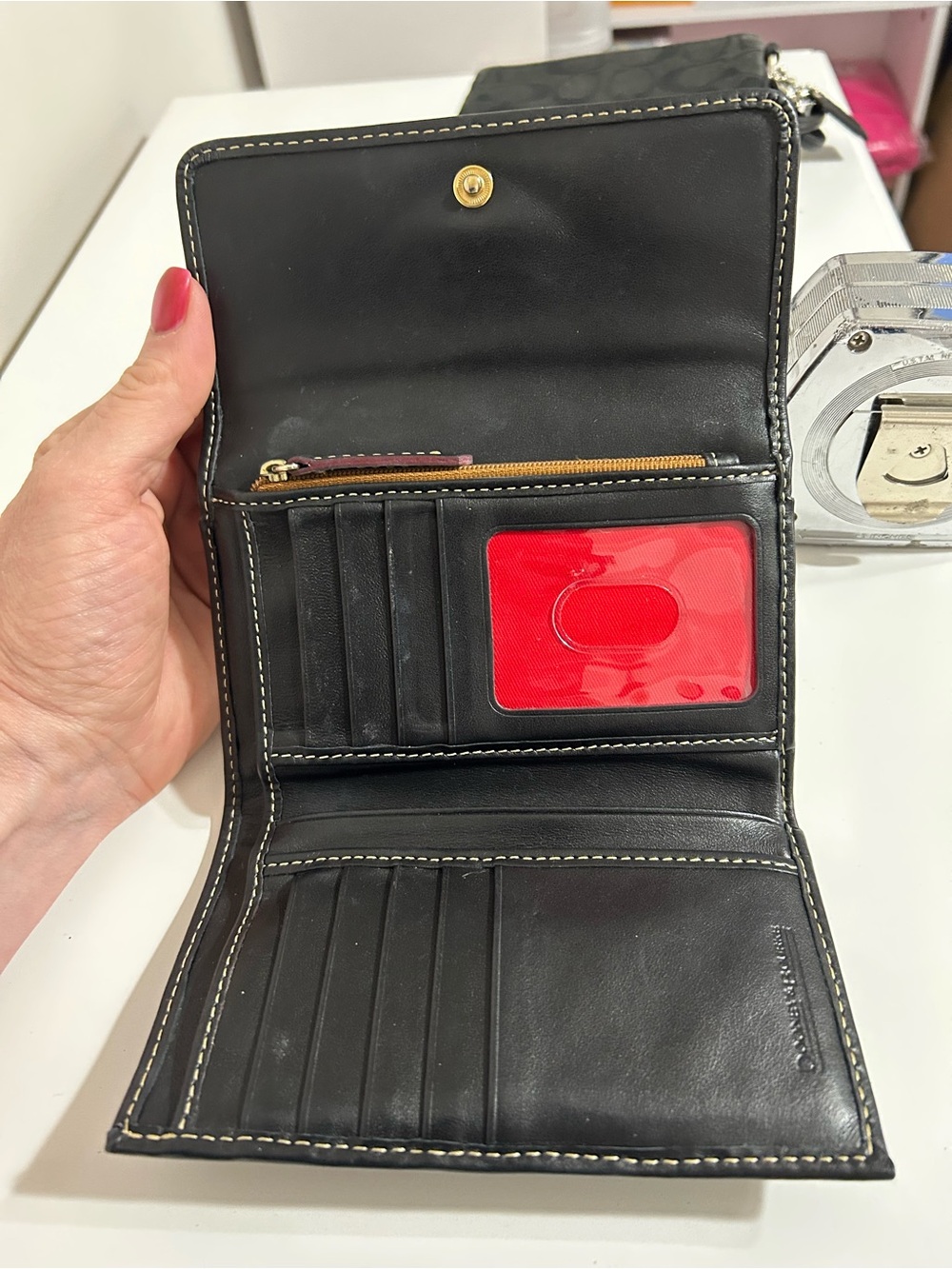 Dooney and Bourke Black Smooth Leather Fold Over Wallet - Picture 7 of 10